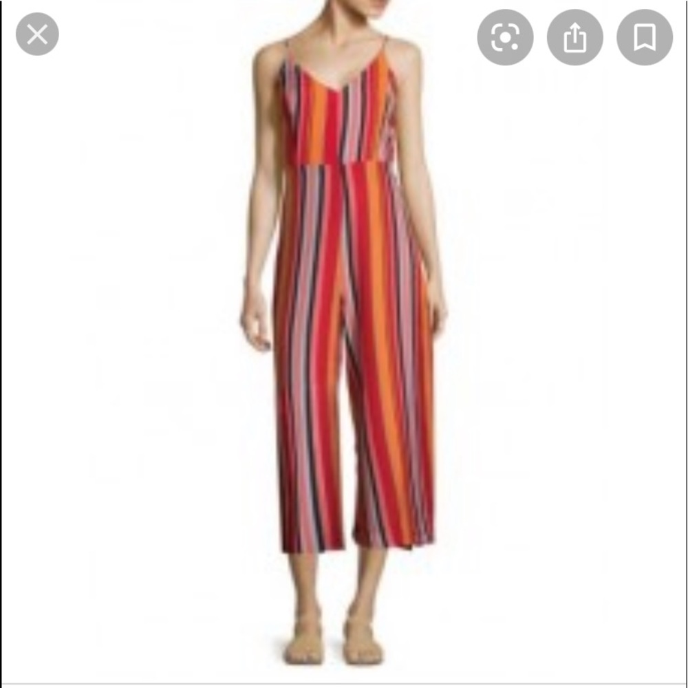 ISO design lab lord & Taylor red striped jumpsuit